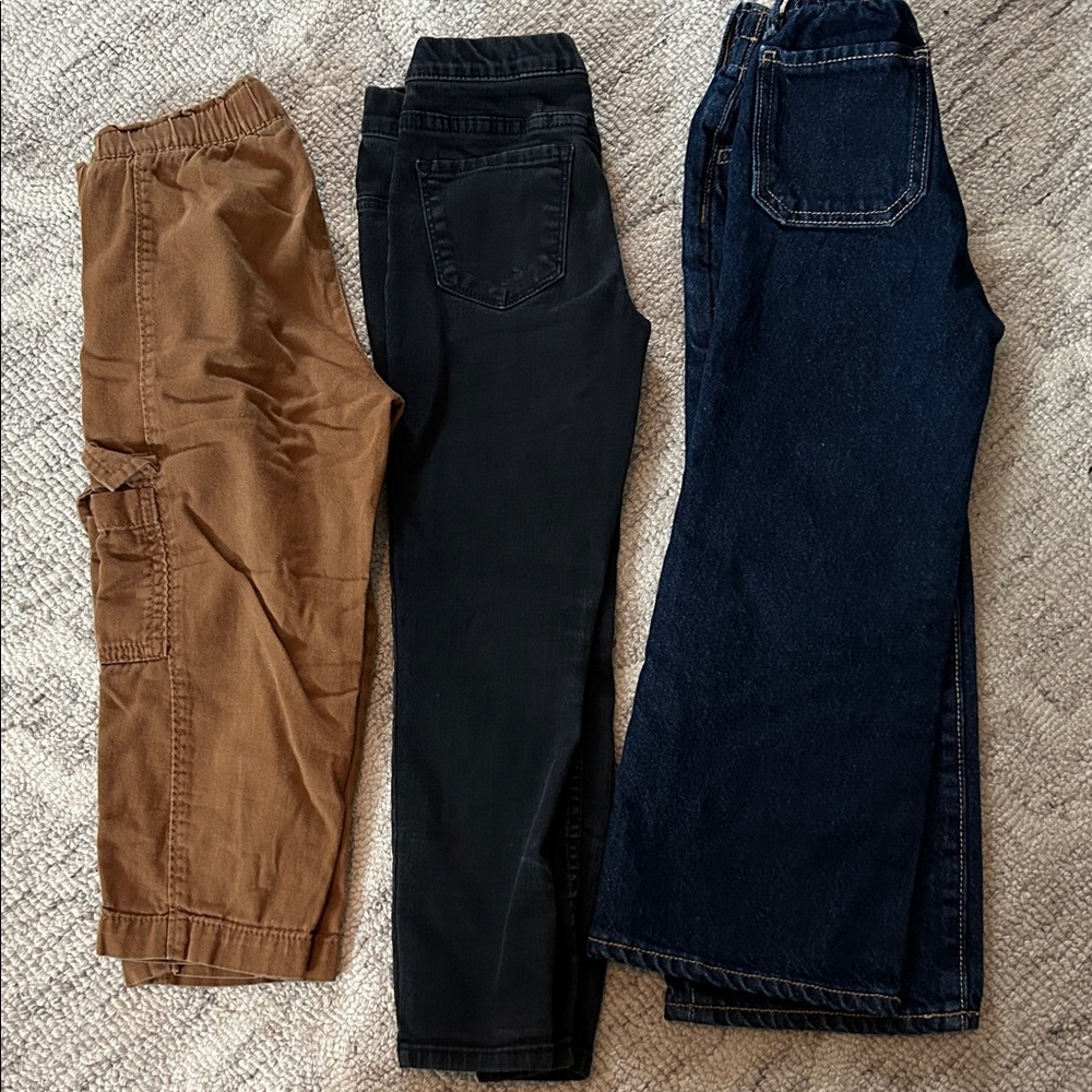 Size 5 - Set of Three Pants in Brown, Black, and Blue